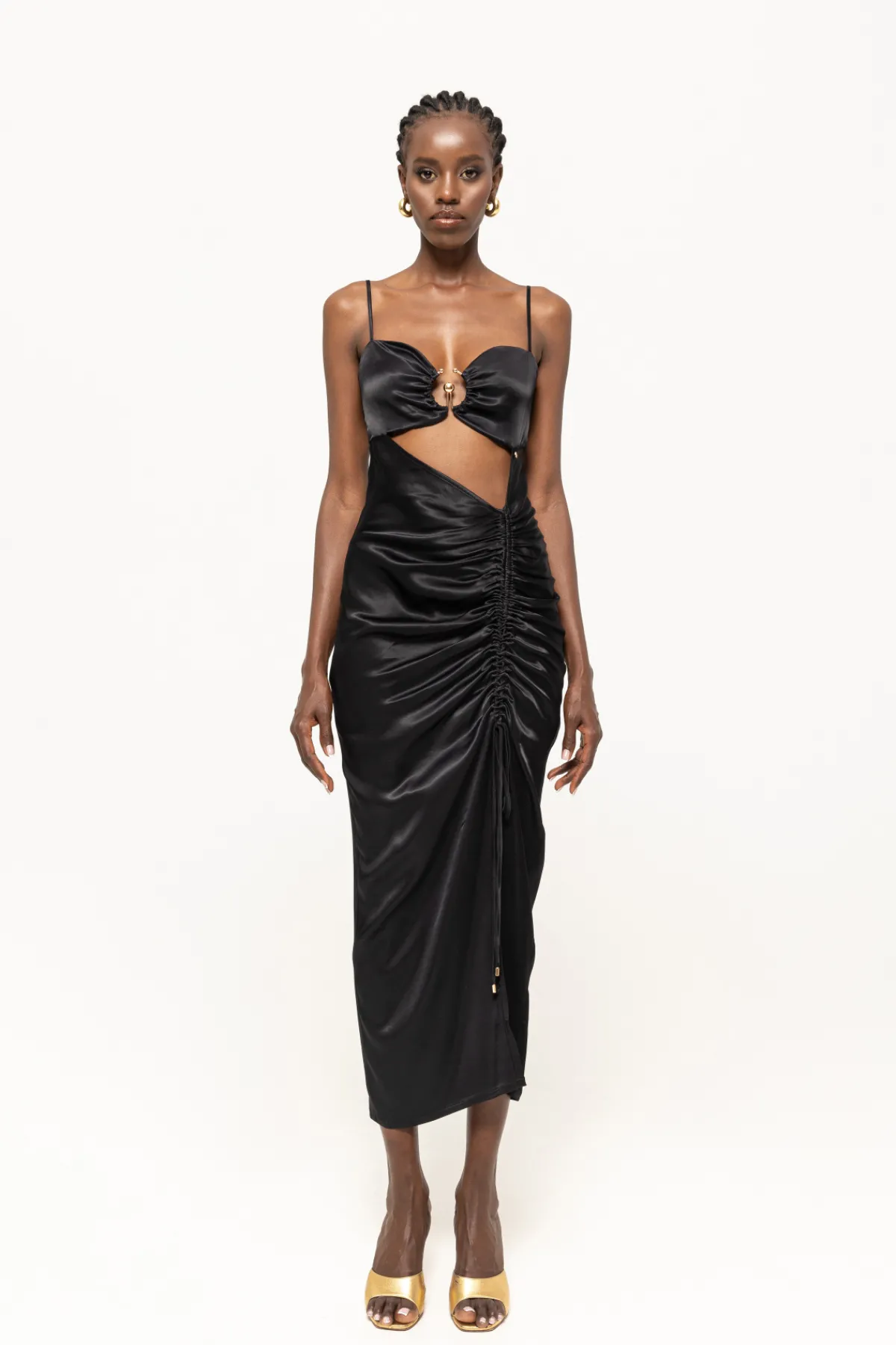 New Adjustable cord satin midi dress Dresses