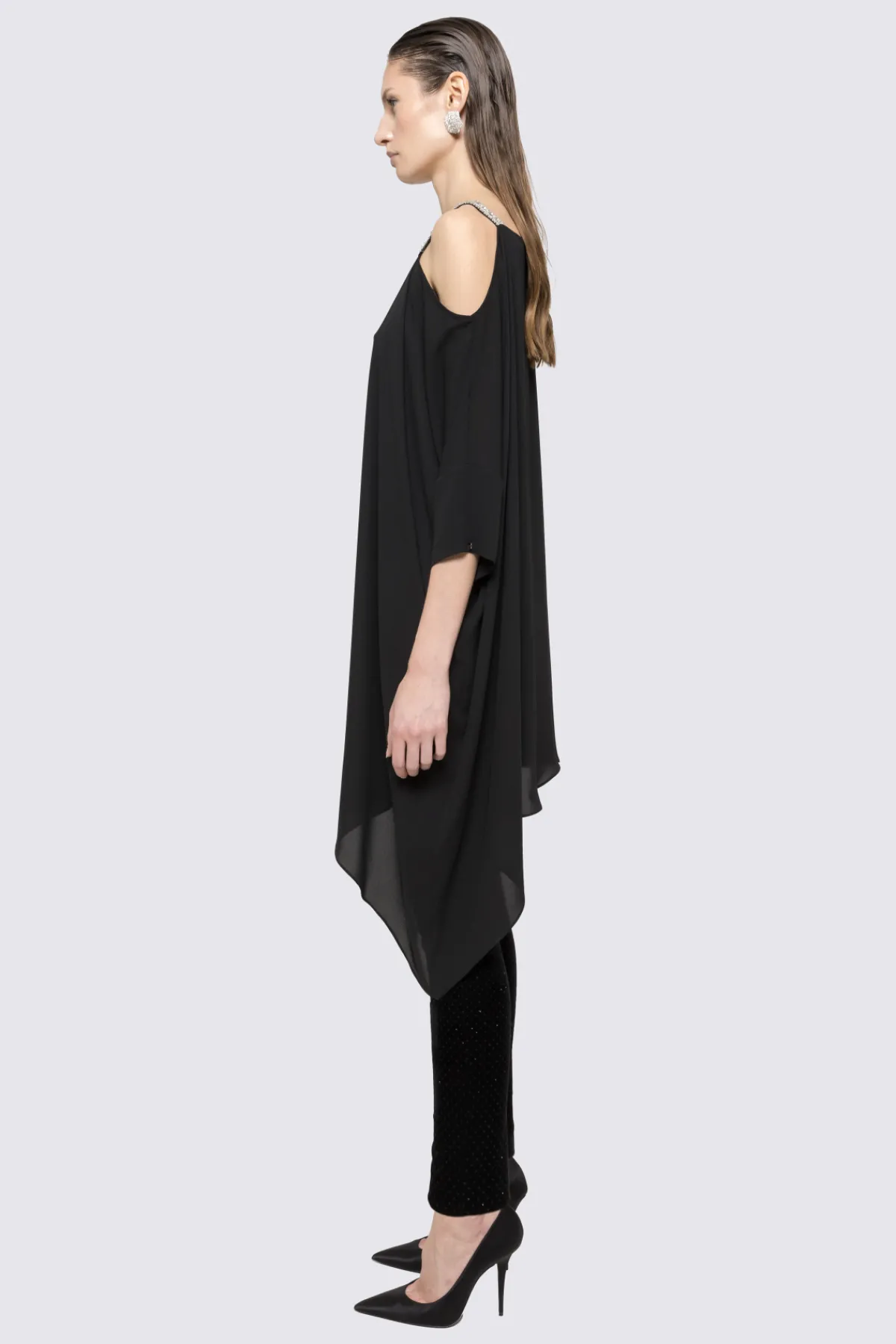 Online Asymmetrical chiffon top Tops