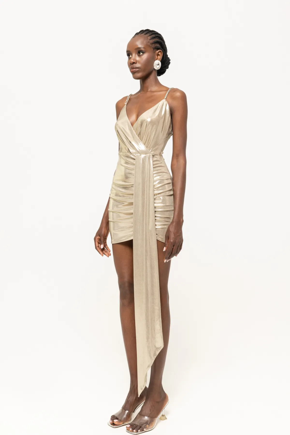 Fashion Backless lamé mini dress Dresses