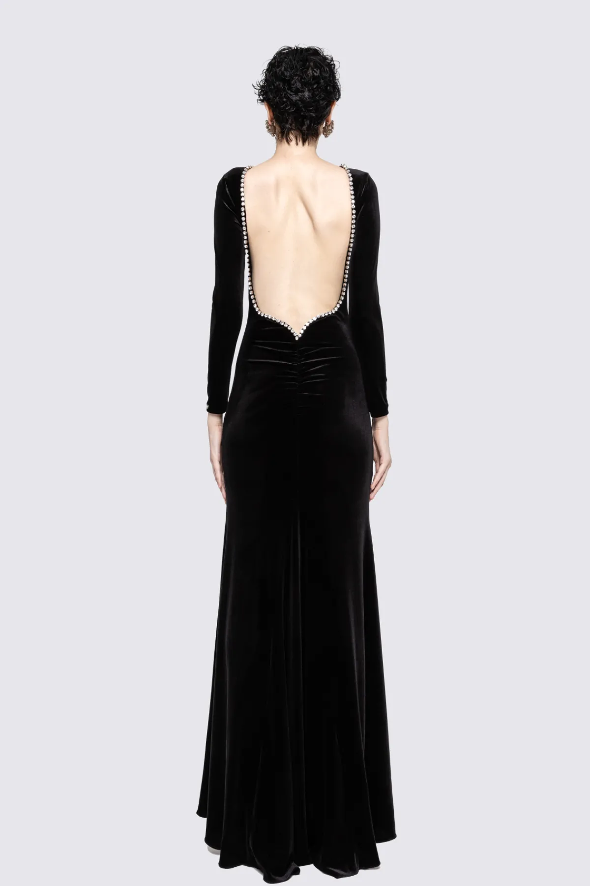 Fashion Backless velvet maxi dress Dresses
