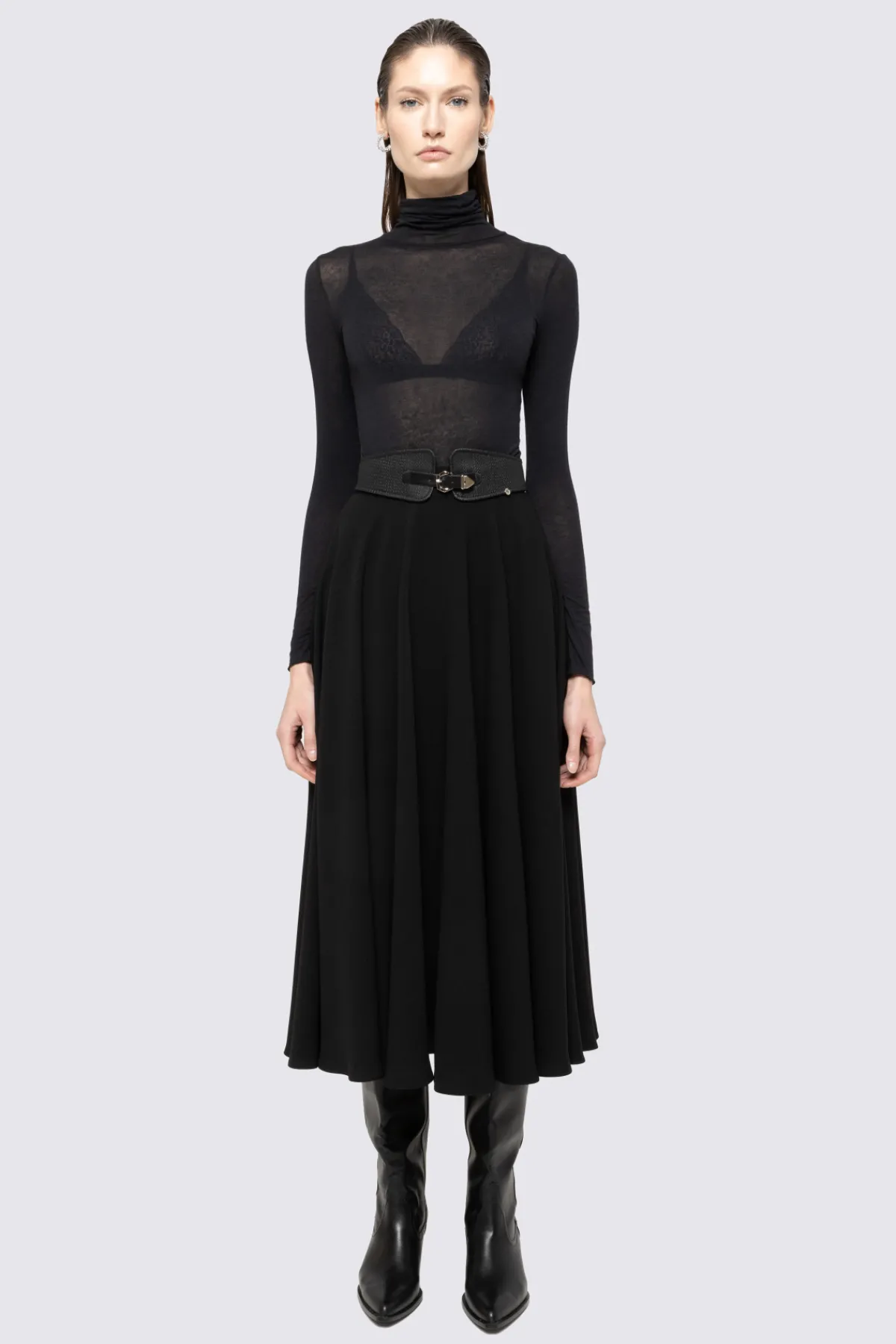 Discount Belted crepe midi skirt Skirts