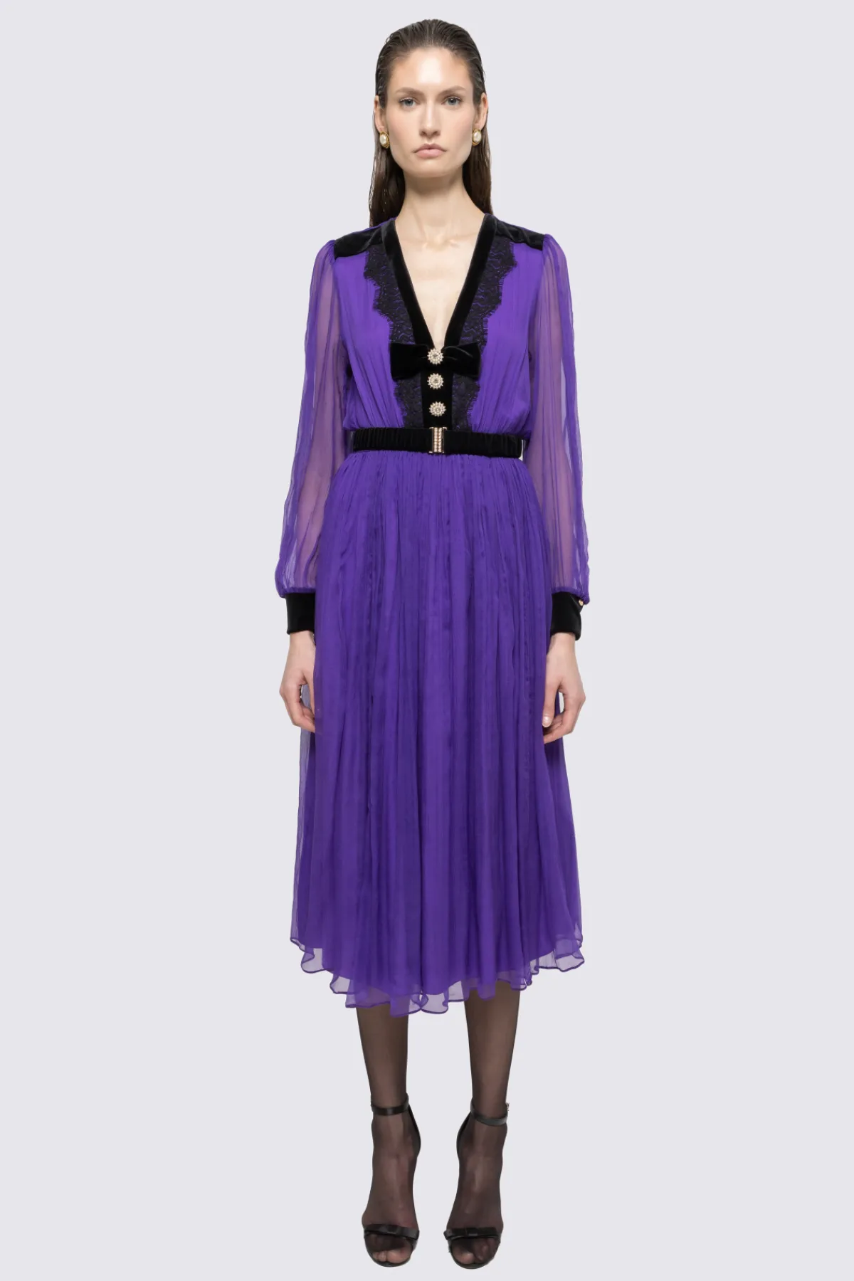 Shop Belted silk midi dress Dresses