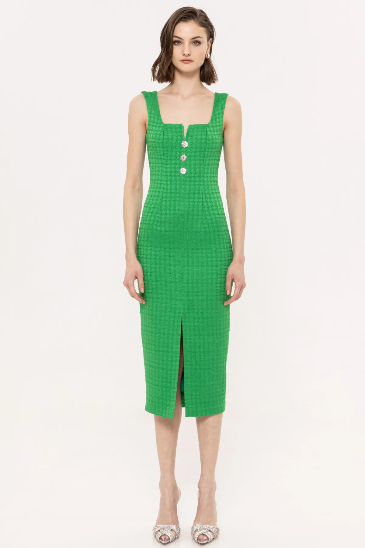 Shop Bouclé midi dress Dresses