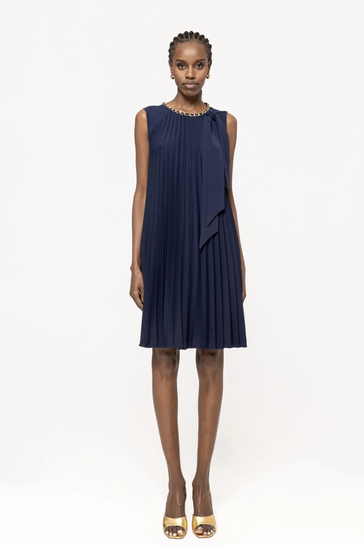 Fashion Bow detail pleated dress Dresses