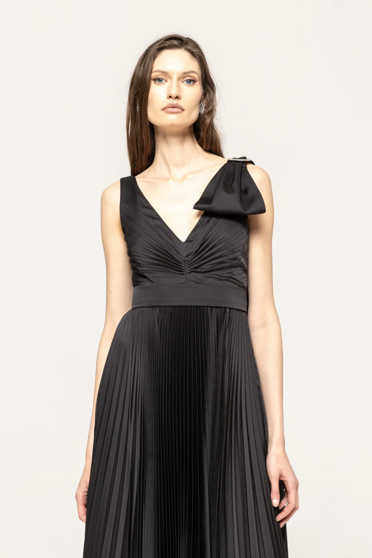 Best Sale Bow detail pleated maxi dress Dresses
