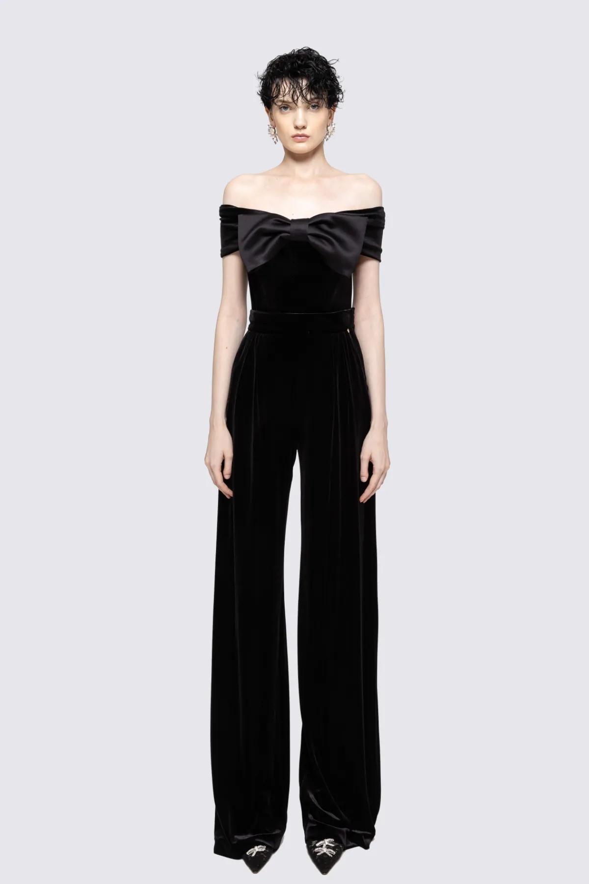 Online Bow detail velvet bodysuit Body