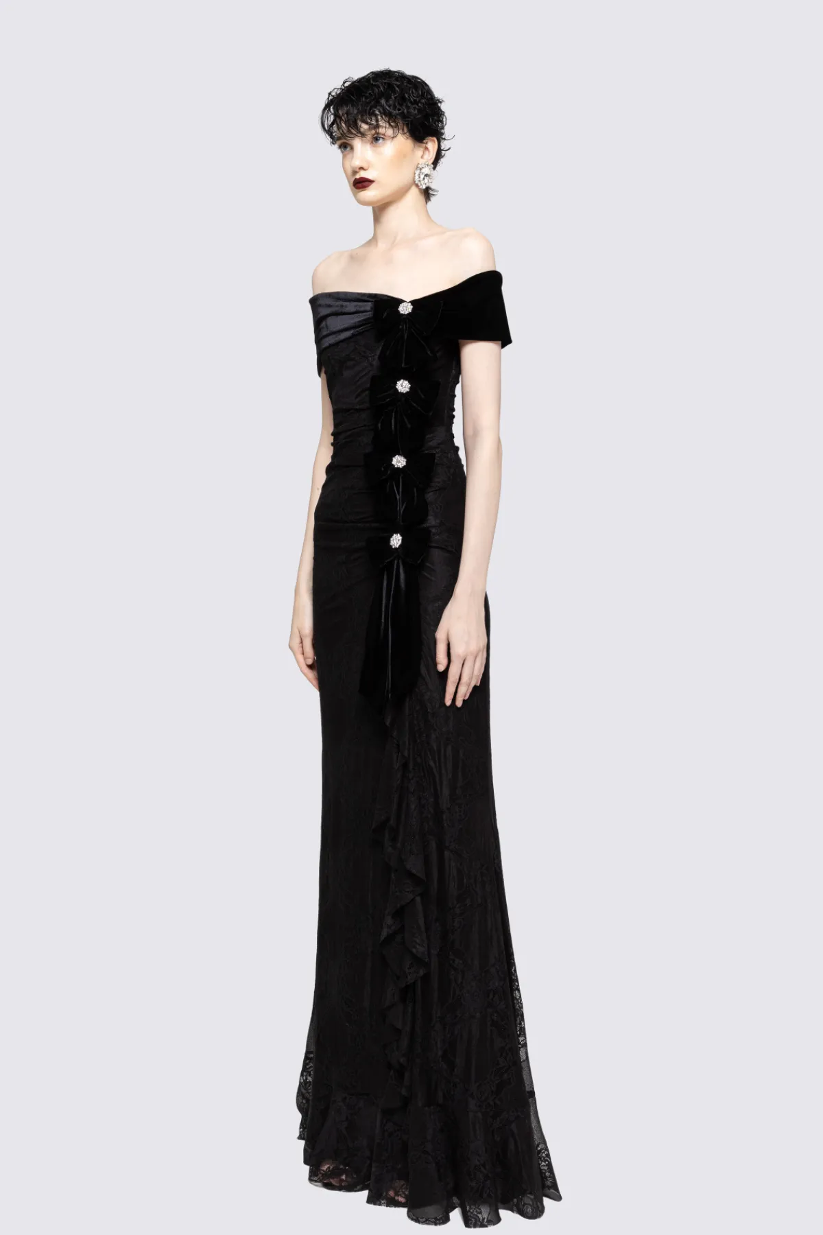 Clearance Bow-detail lace maxi dress Dresses