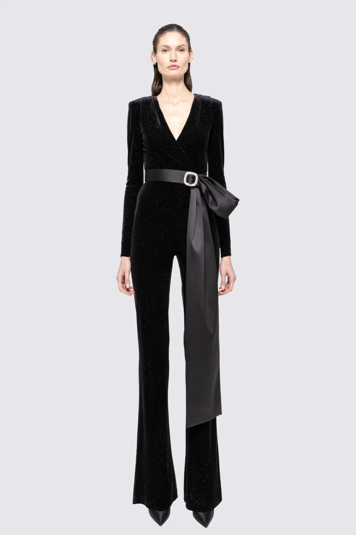 Online Bow-detail velvet jumpsuit Jumpsuits