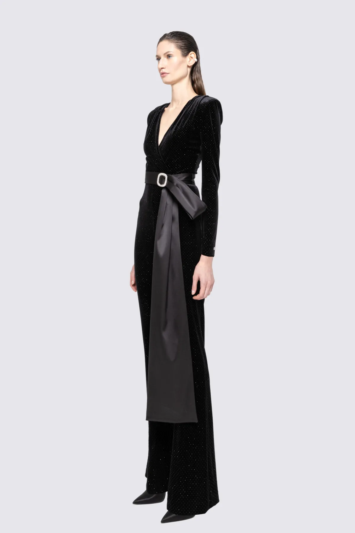 Online Bow-detail velvet jumpsuit Jumpsuits