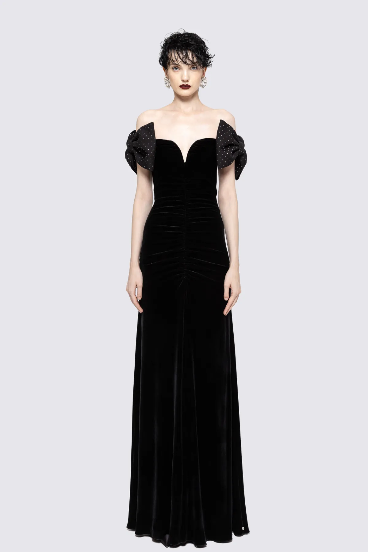 Discount Bow-detail velvet maxi dress Dresses