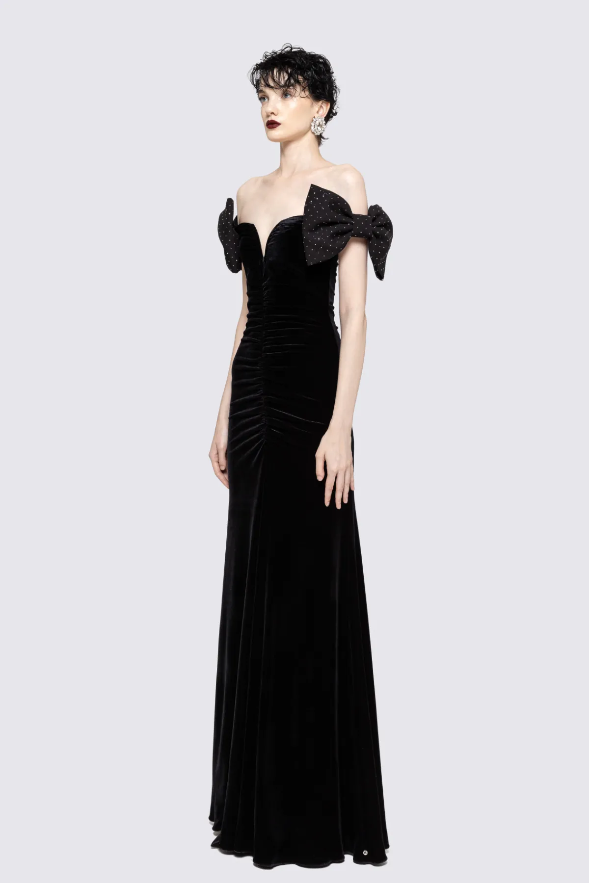 Discount Bow-detail velvet maxi dress Dresses