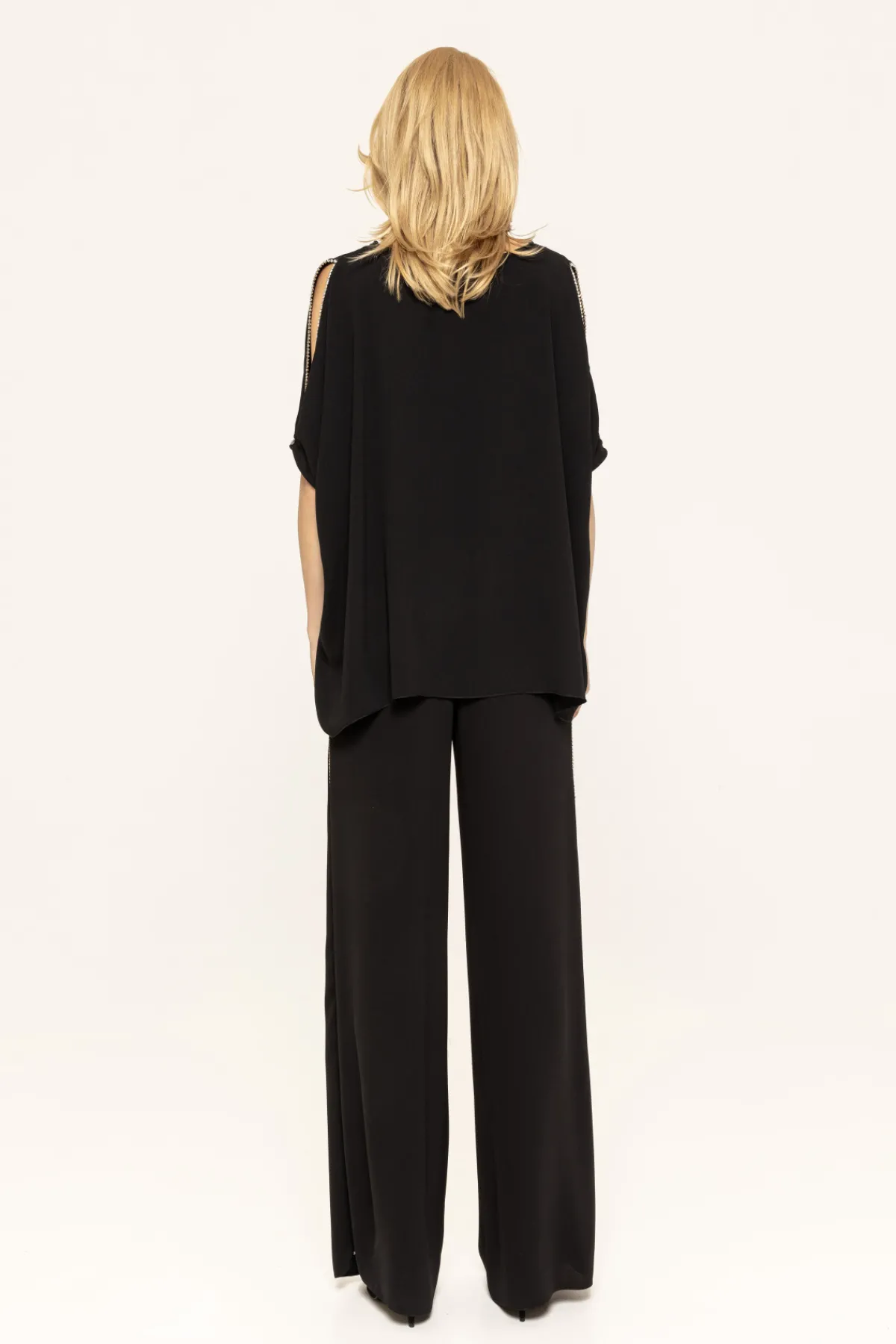 Shop Crystal detail palazzo pants Pants