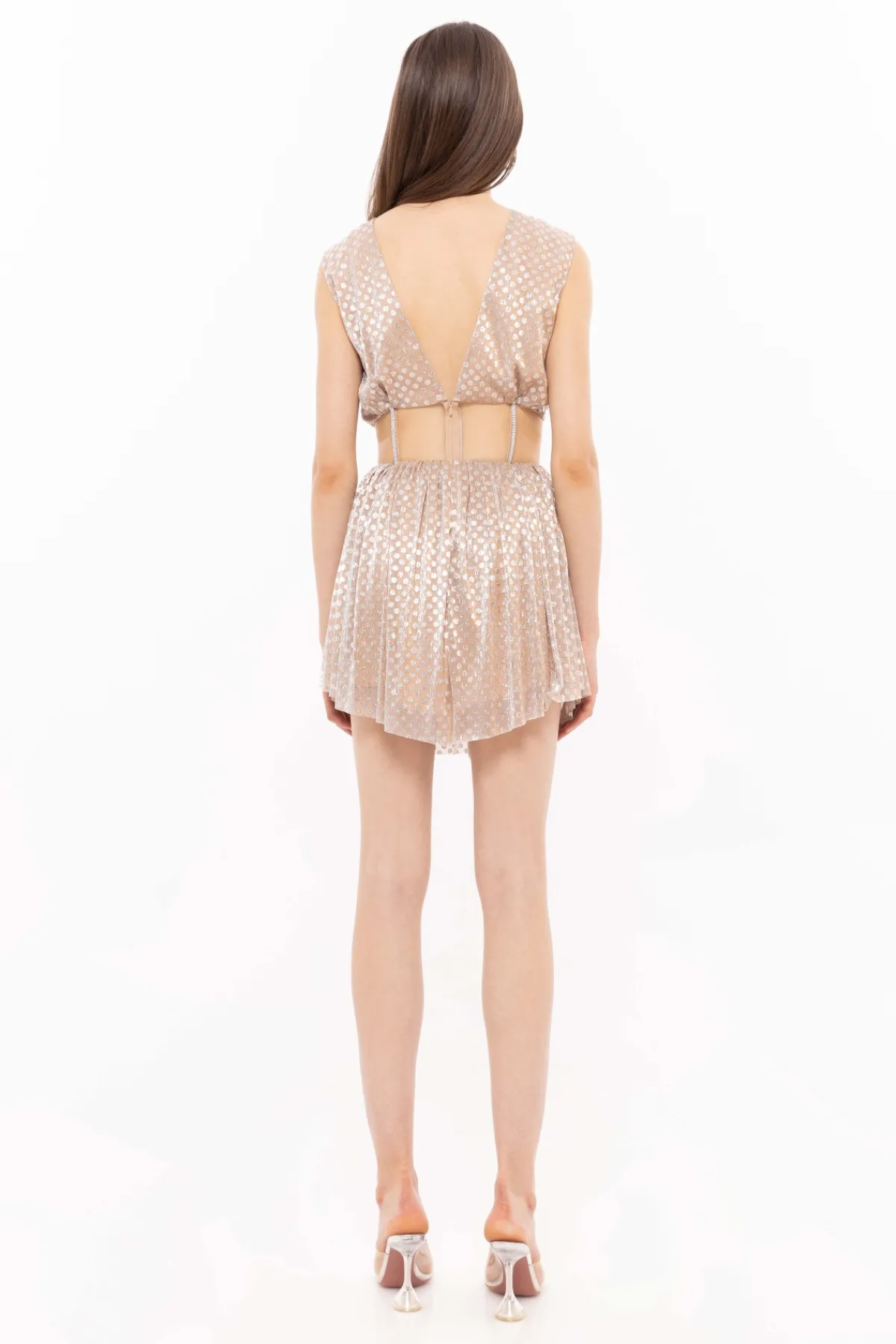 Fashion Crystal embellished metallic dress Dresses
