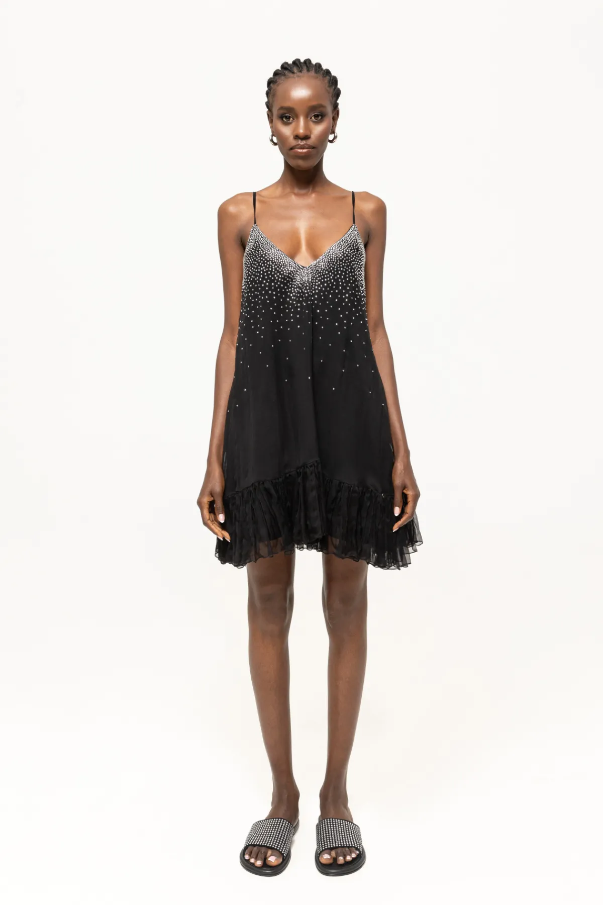 Cheap Crystal embellished silk dress Dresses