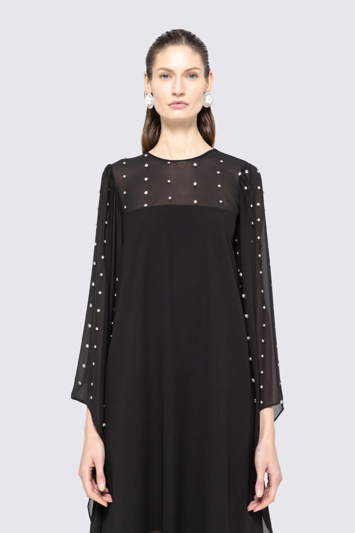 Cheap Crystal-embellished chiffon midi dress Dresses
