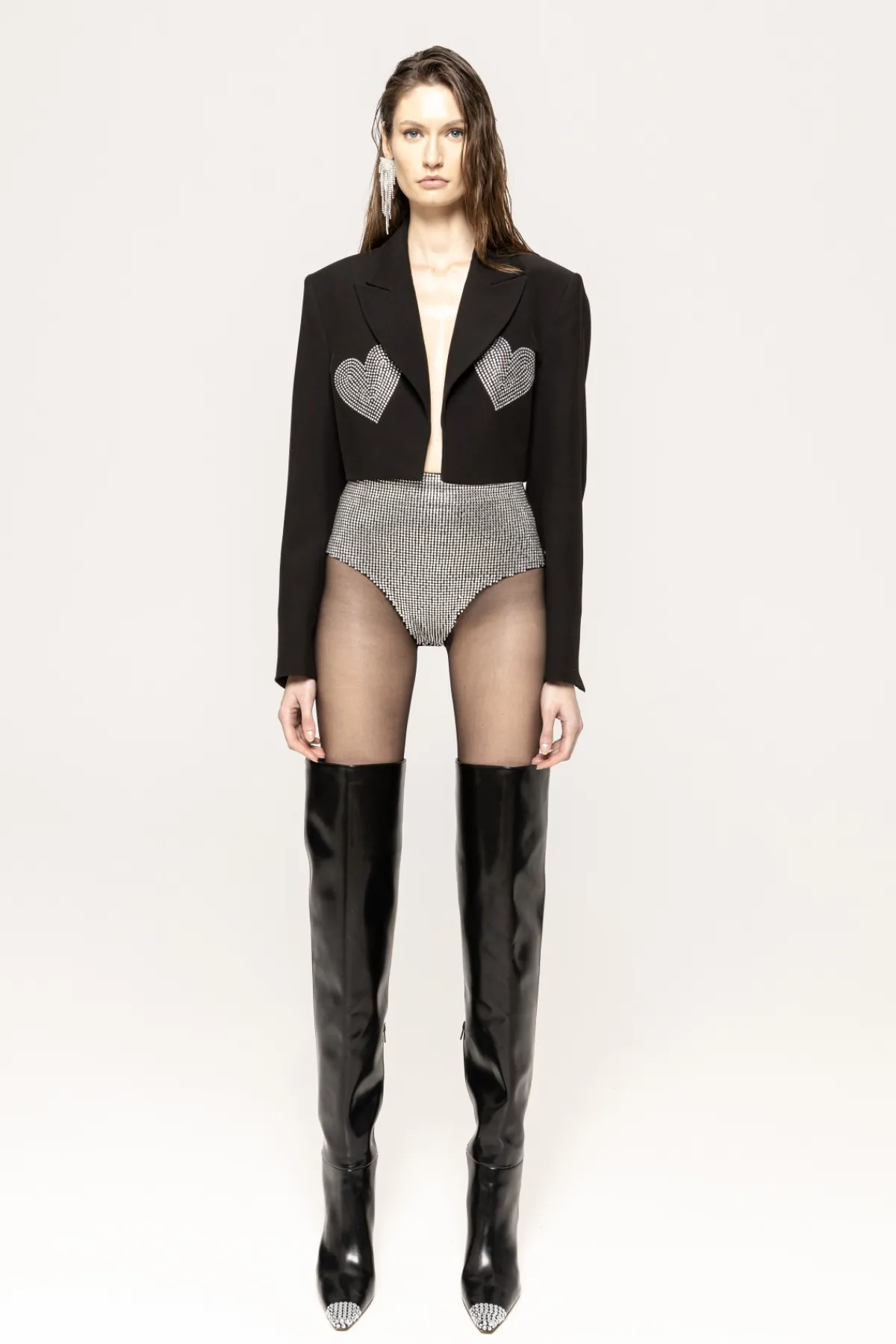 Hot Crystal-embellished cropped blazer Jackets