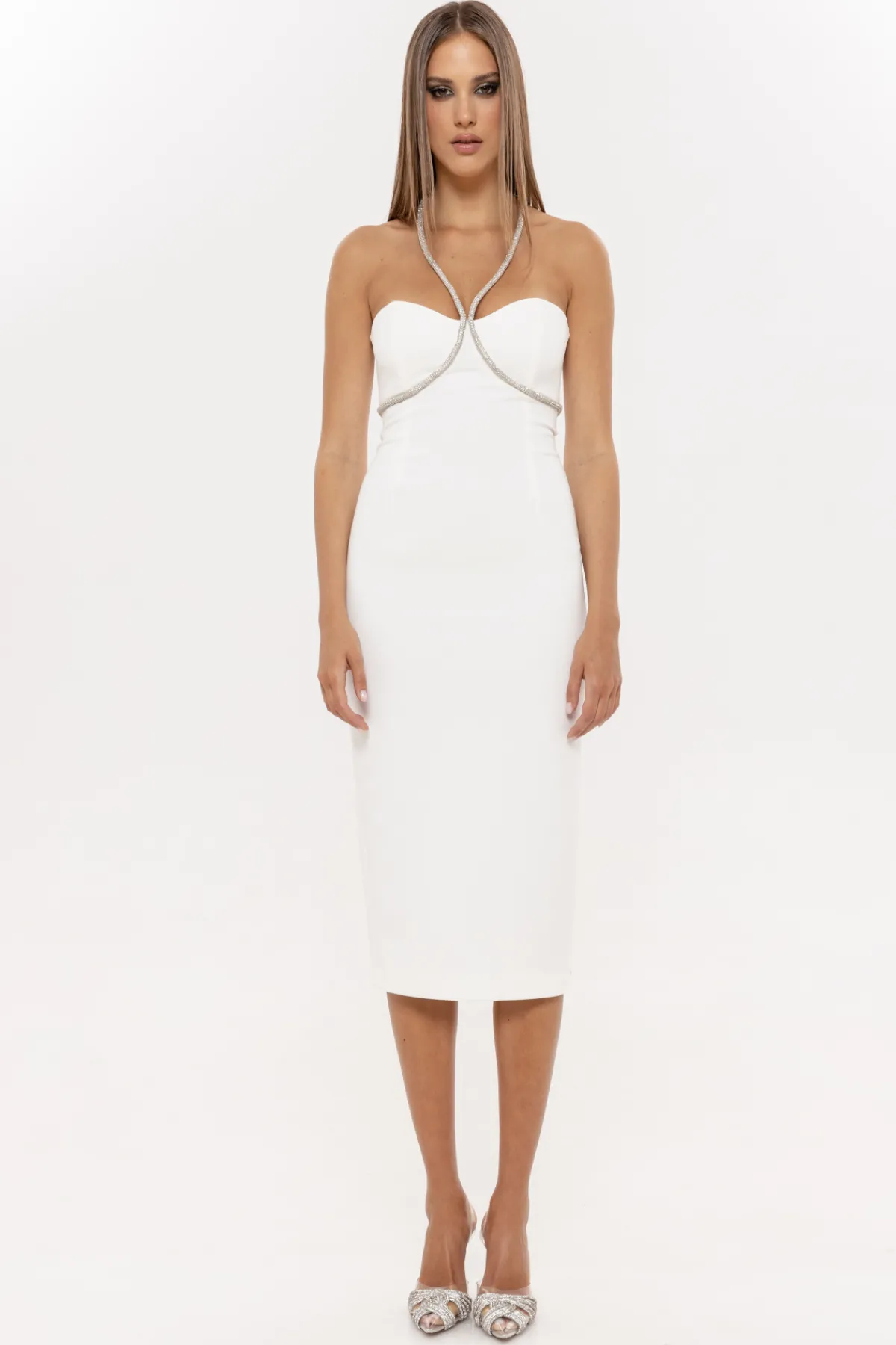 Cheap Crystal-embellished midi dress Dresses