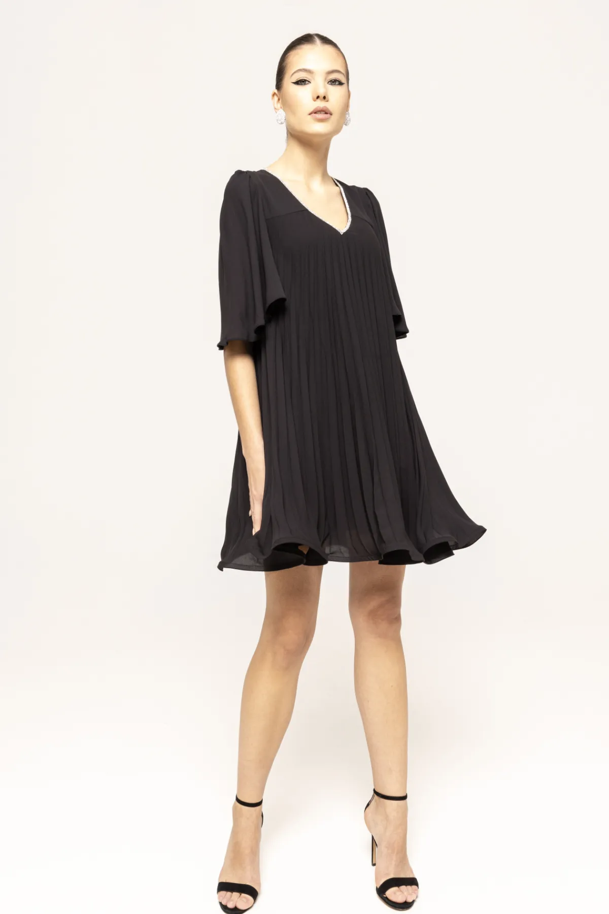 Online Crystal-embellished plissé-satin dress Dresses