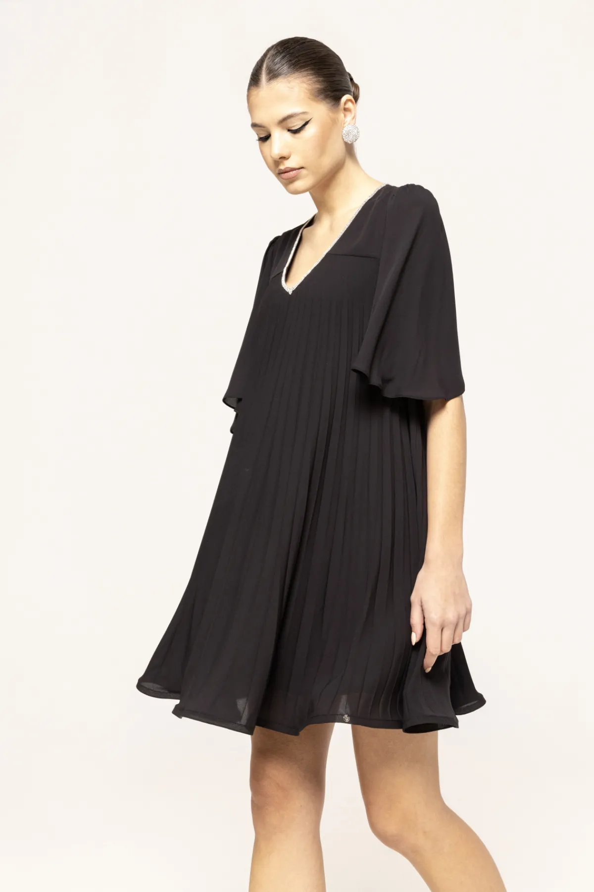 Online Crystal-embellished plissé-satin dress Dresses