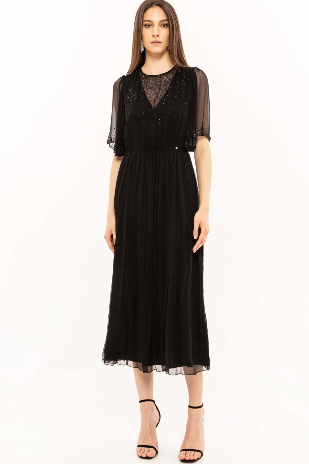 Shop Crystal-embellished silk dress Dresses