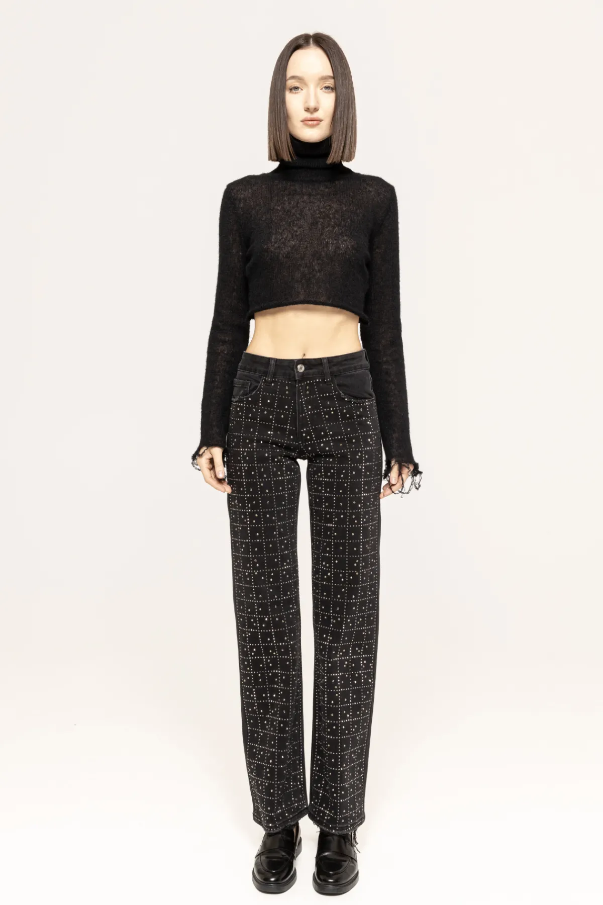 Fashion Crystal-embellished straight jeans Denim | Pants