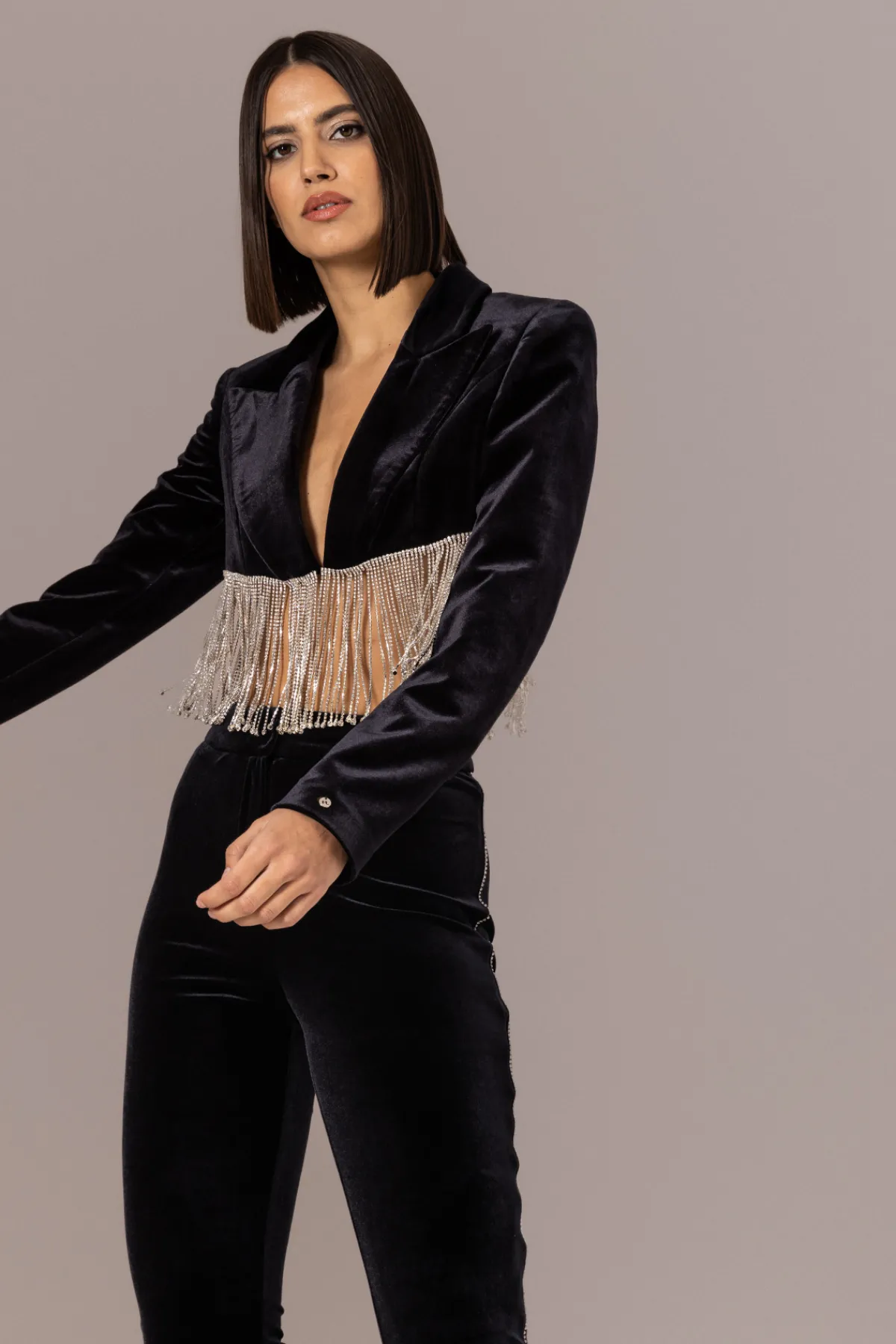 Clearance Crystal-embellished velvet blazer Jackets