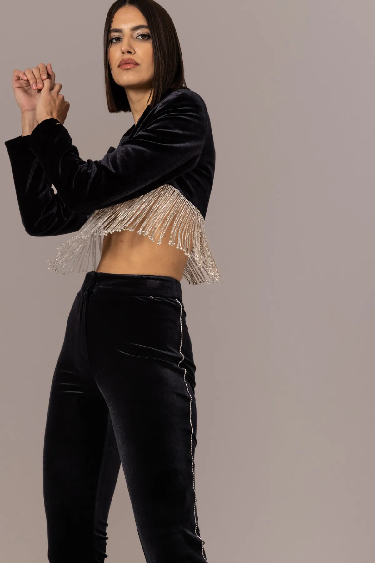 Clearance Crystal-embellished velvet blazer Jackets