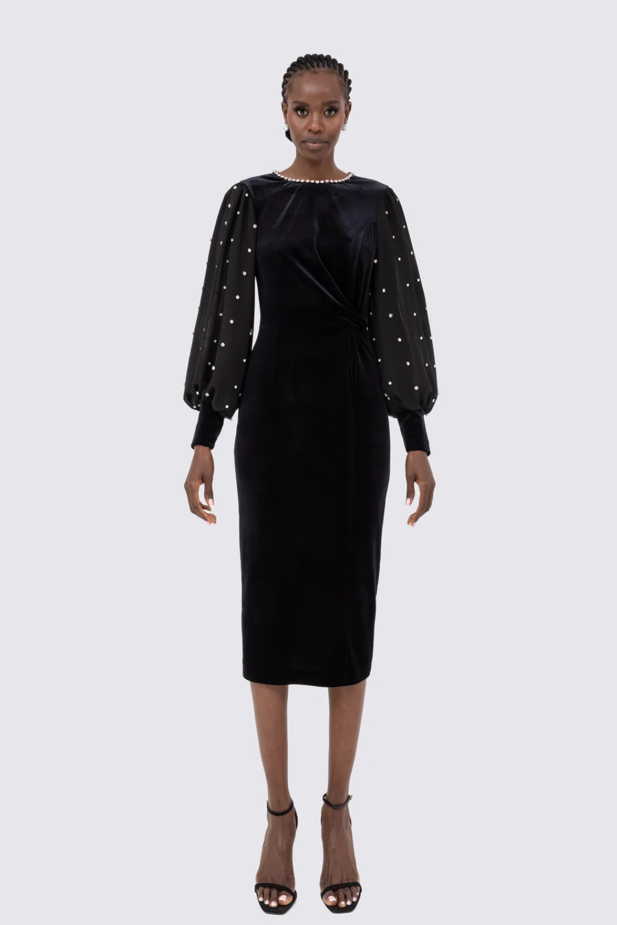 Cheap Crystal-embellished velvet midi dress Dresses