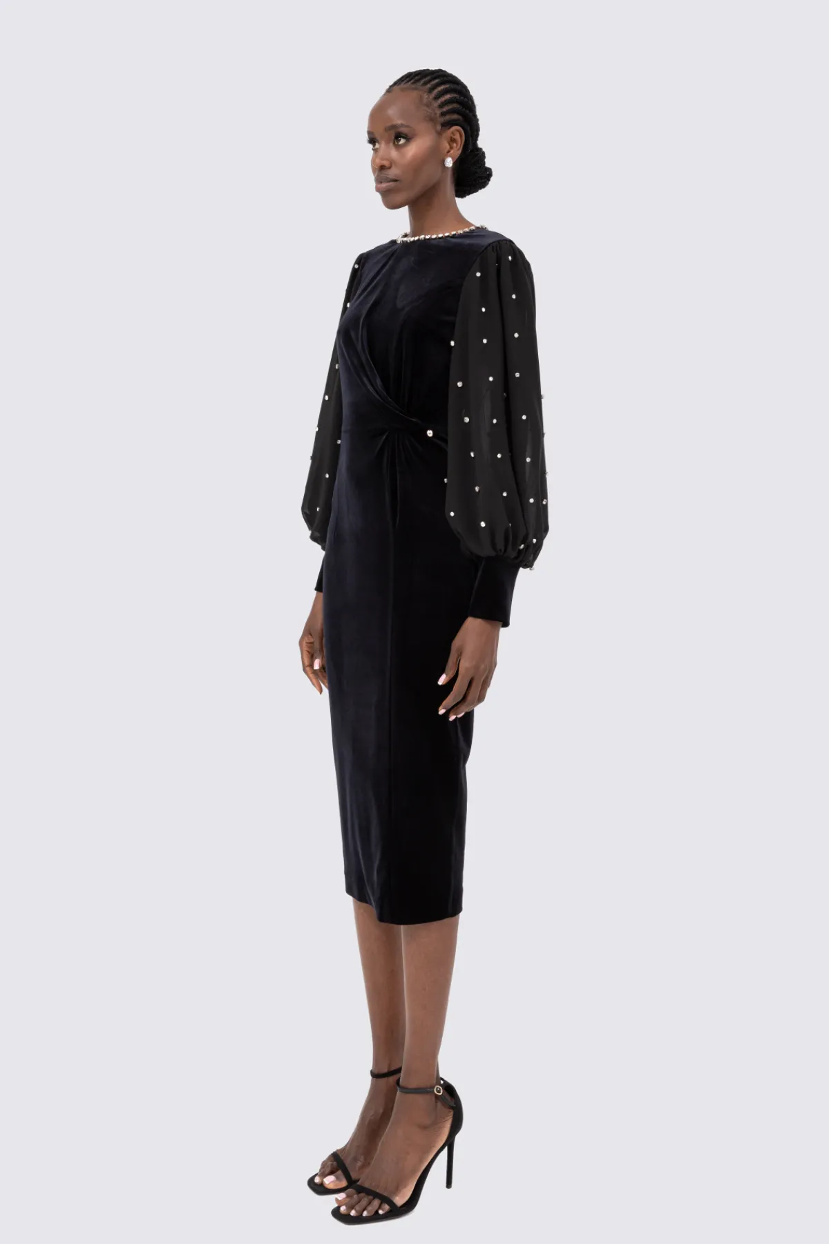 Cheap Crystal-embellished velvet midi dress Dresses