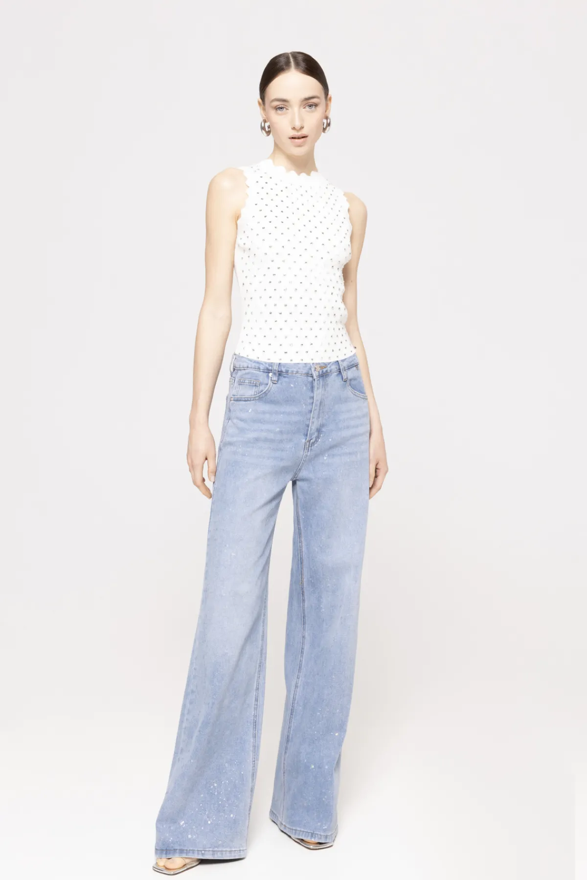 Outlet Crystal-embellished viscose top Tops