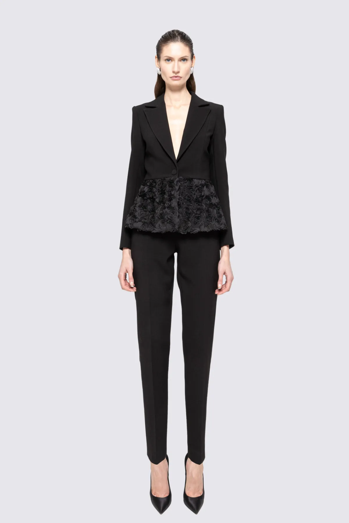 Online 3D flowers single-breasted blazer Jackets