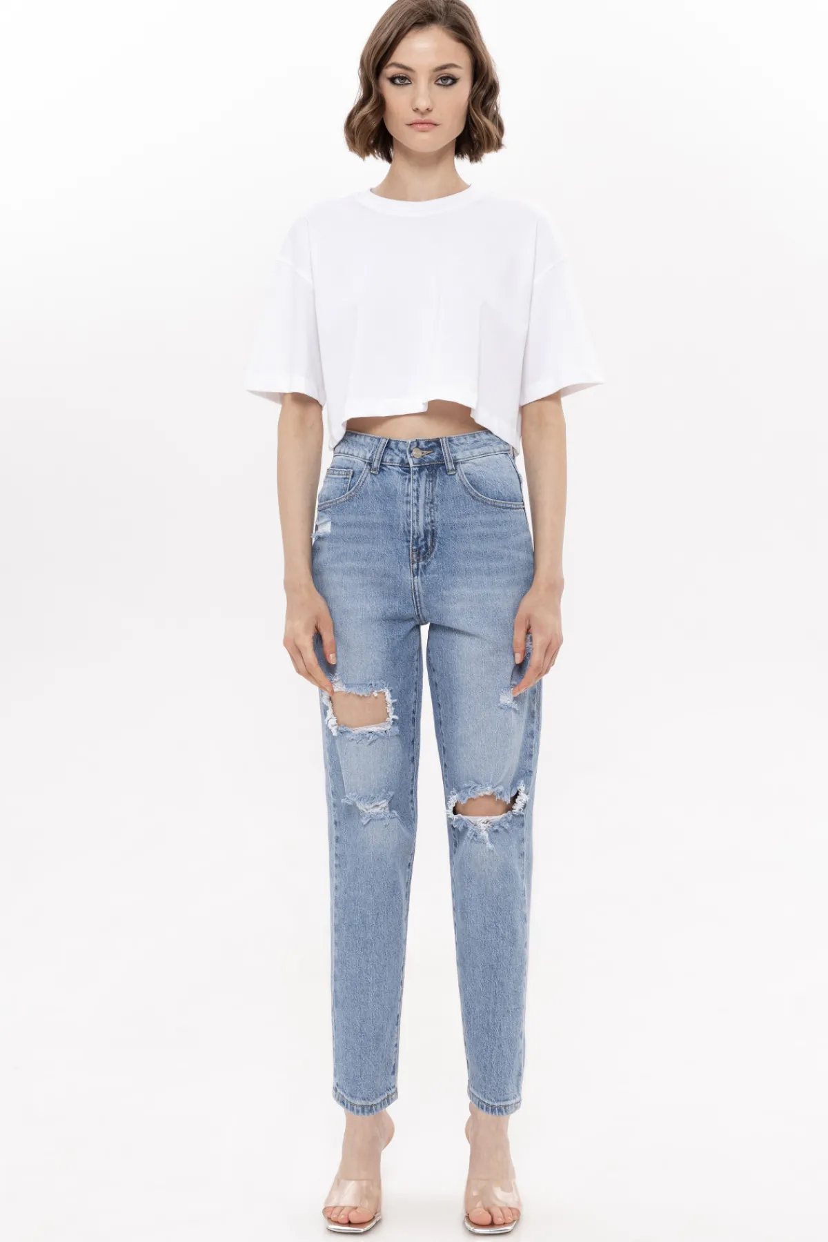 Cheap Distressed high-rise jeans Denim | Pants