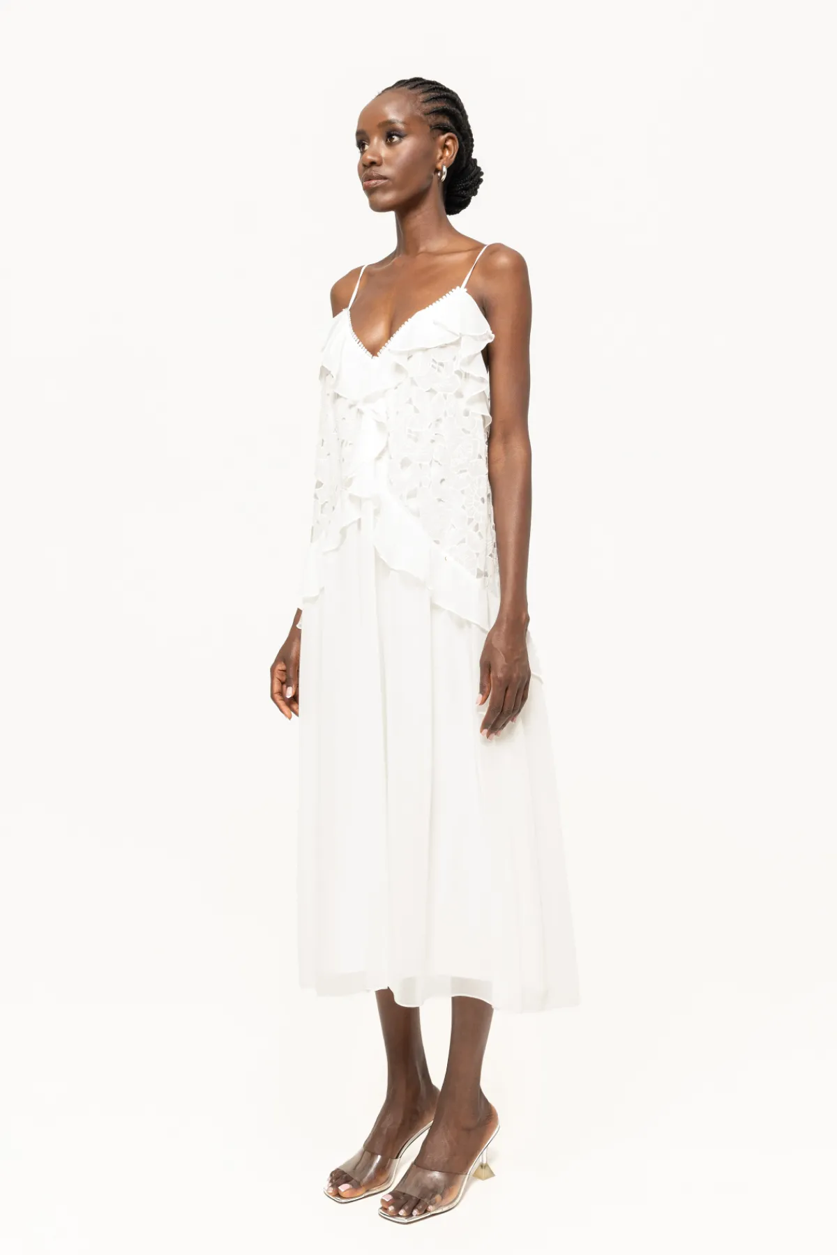 Store Embroidered chiffon midi dress Dresses
