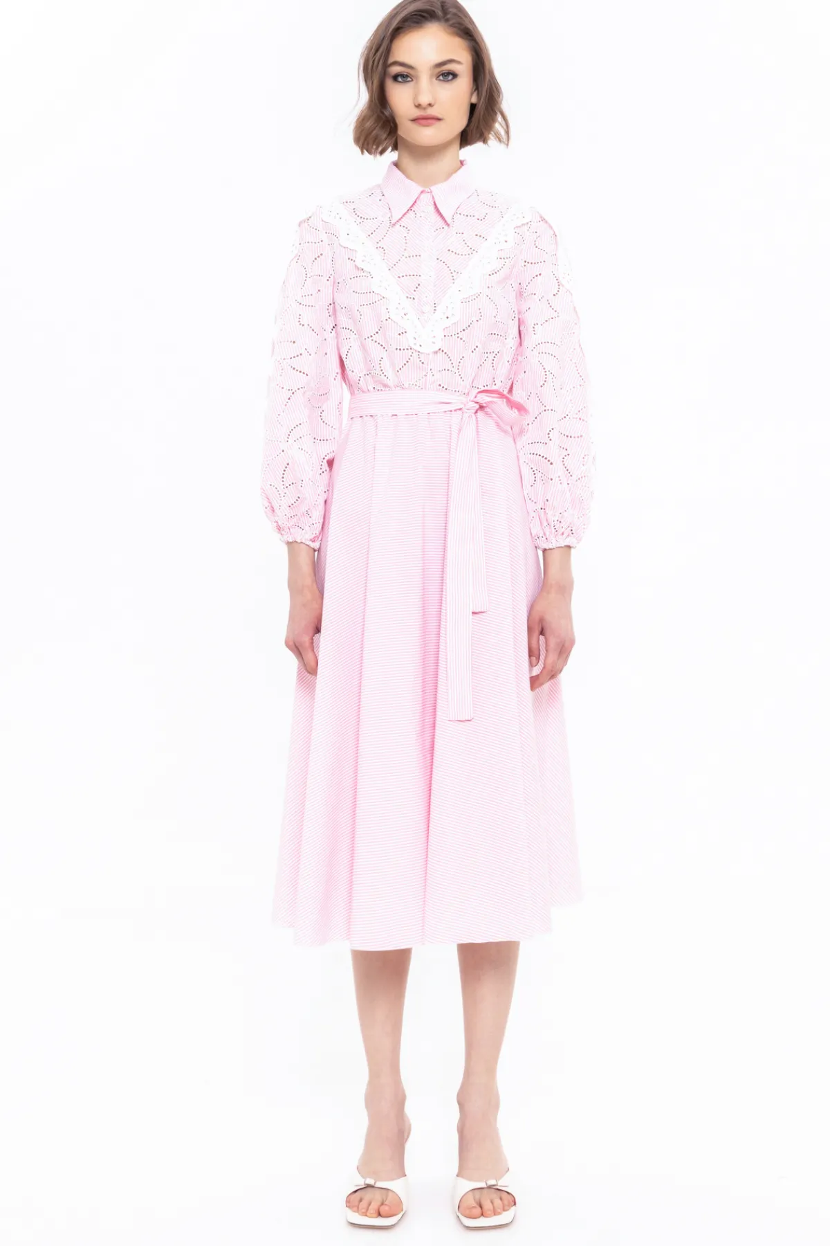 Outlet Embroidered cotton midi dress Dresses
