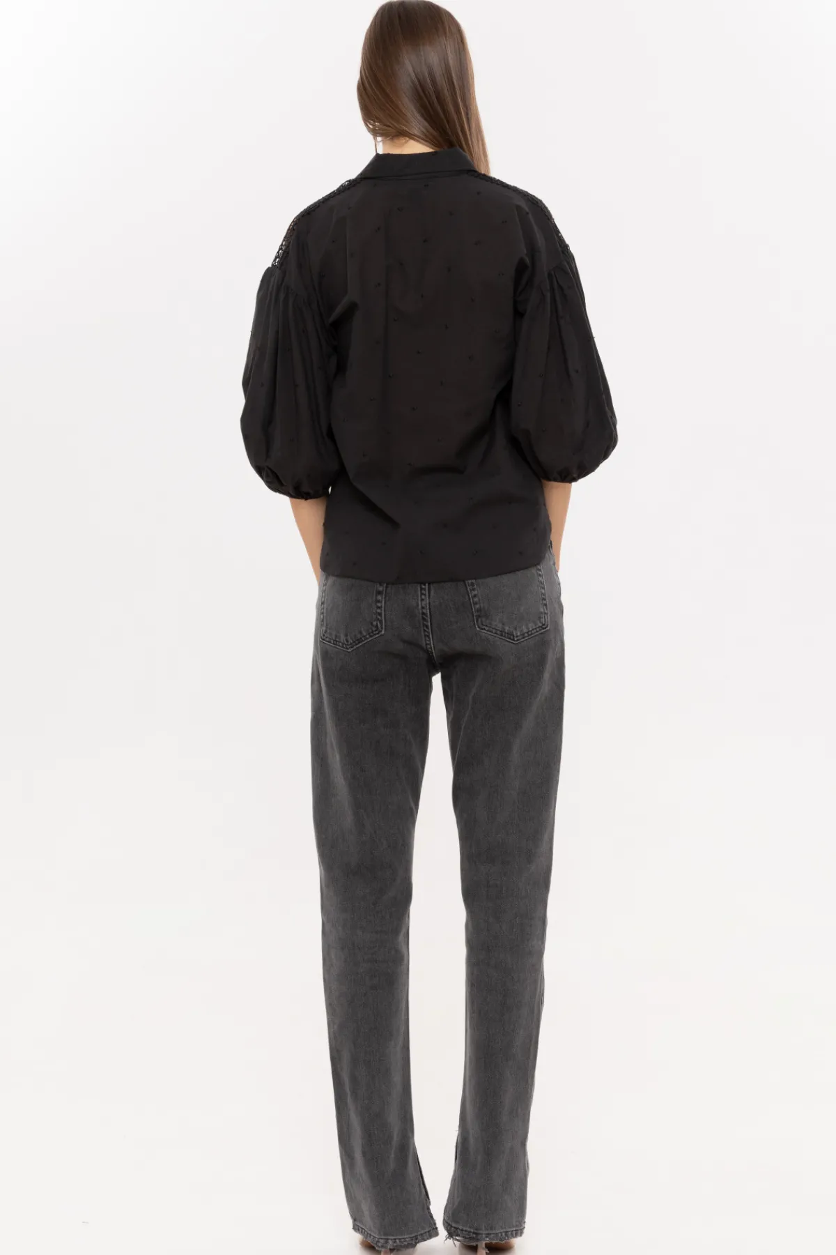 Shop Embroidered cotton shirt Tops