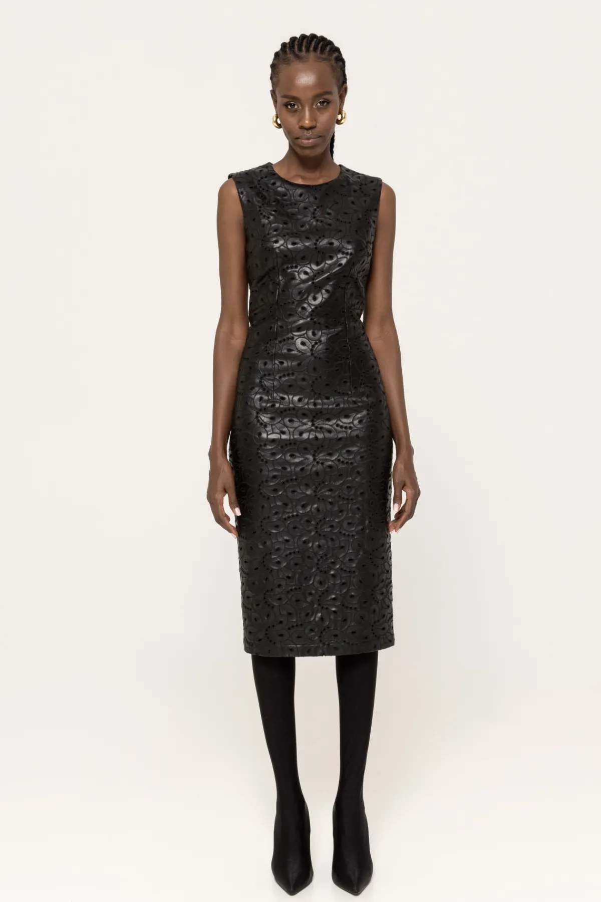 Sale Embroidered faux leather dress Leather | Dresses