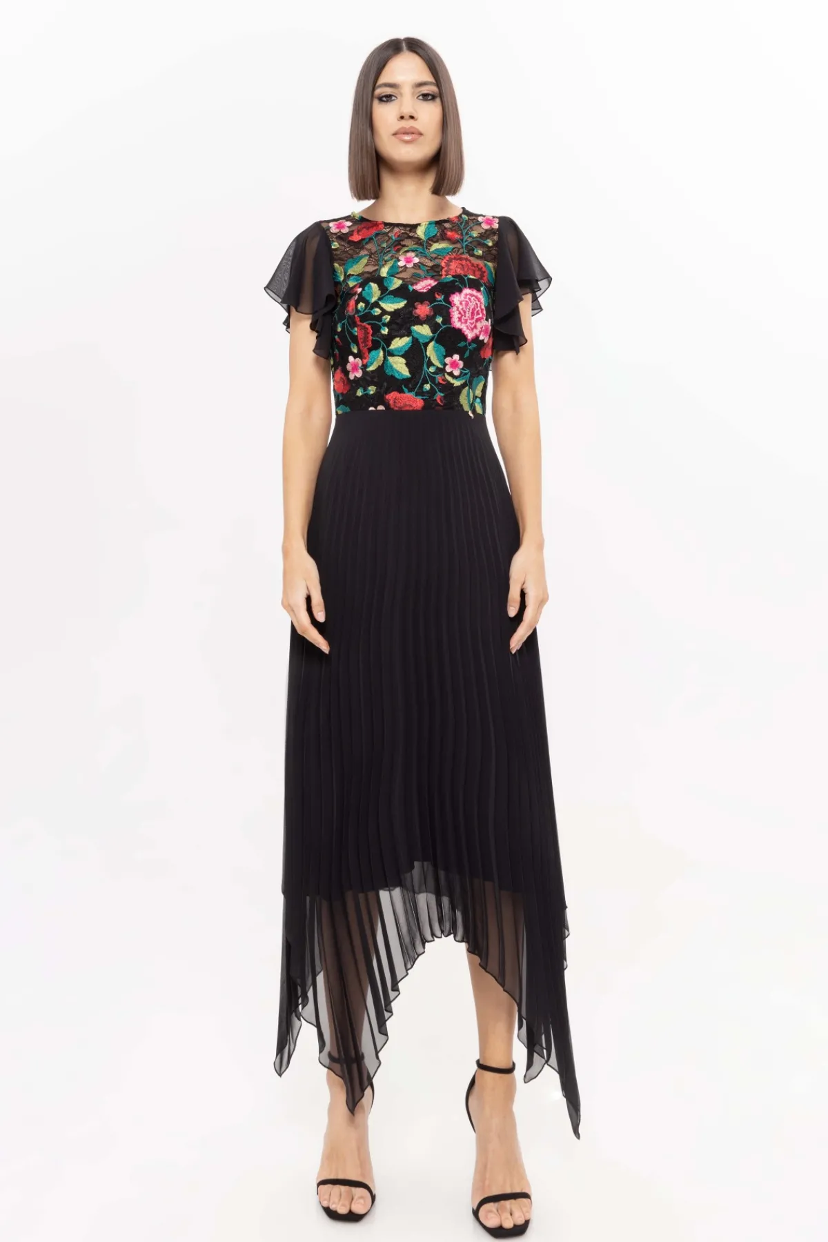 Sale Embroidered pleated dress Dresses