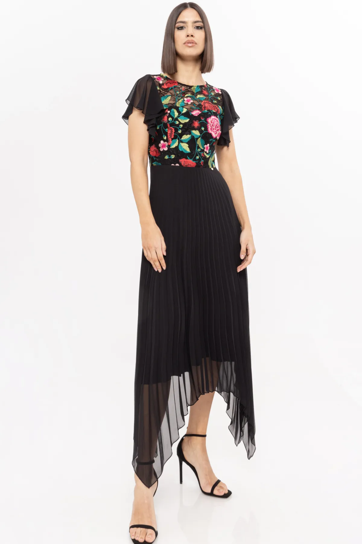 Sale Embroidered pleated dress Dresses