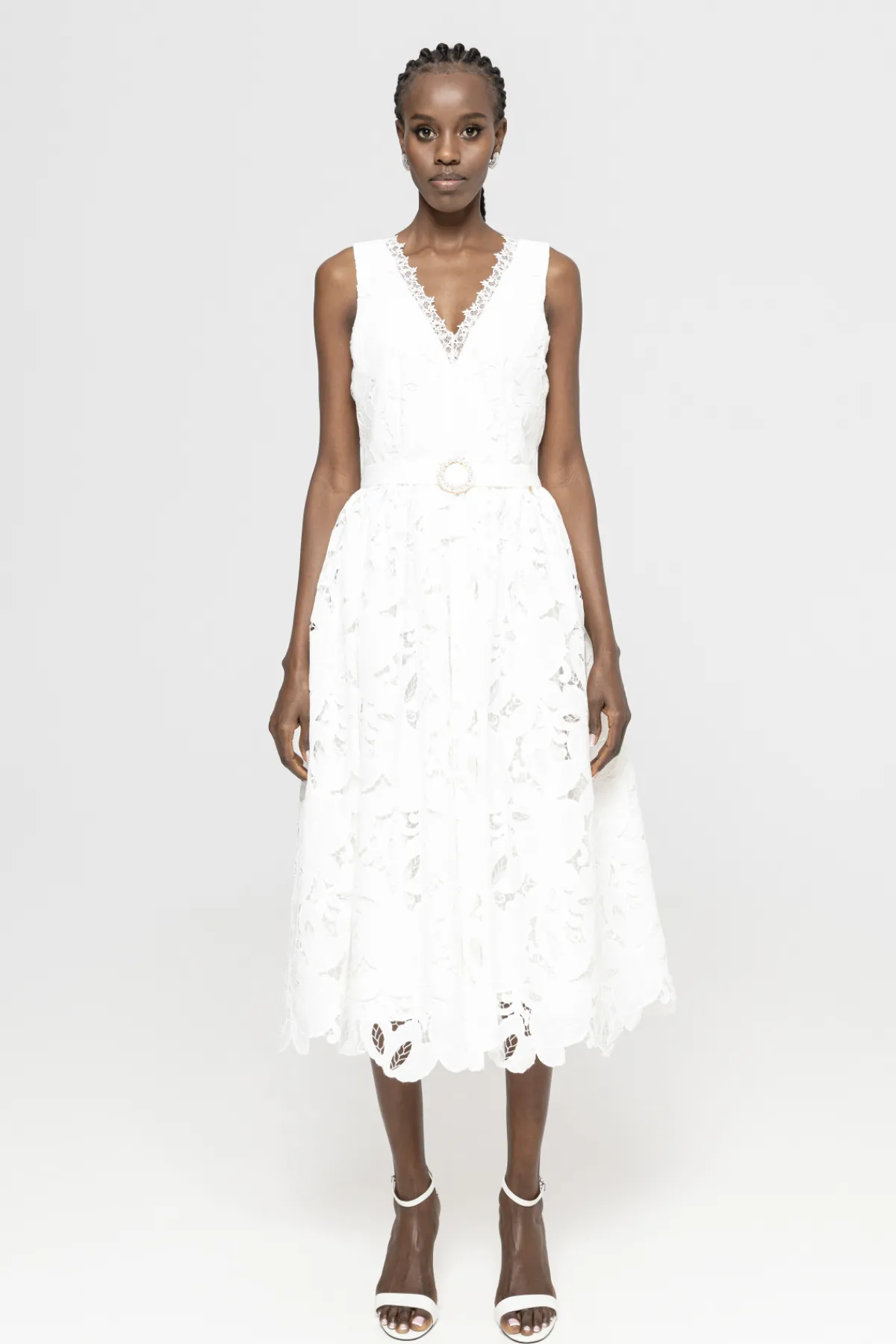 Best Sale Embroidered v-neck midi dress Dresses