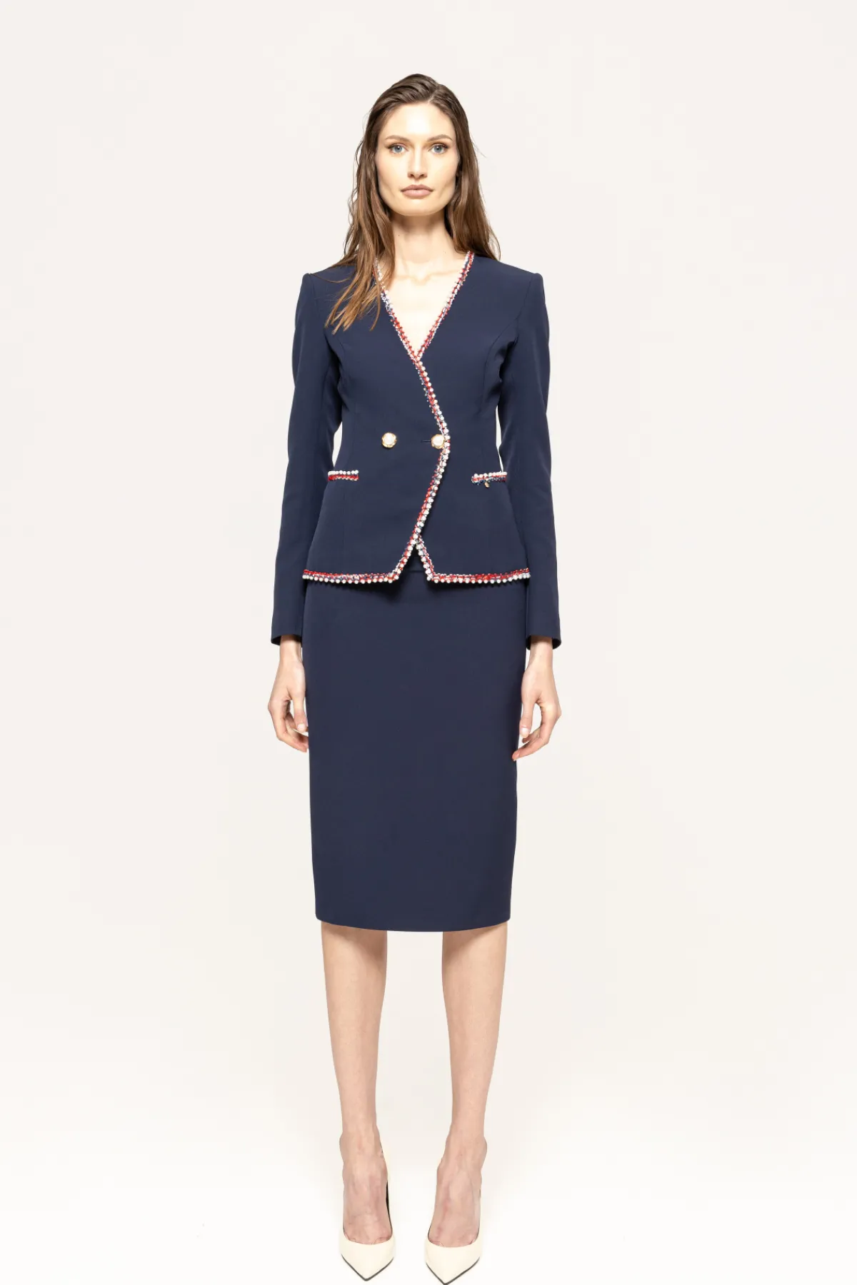 New Faux pearl-embellished blazer Jackets