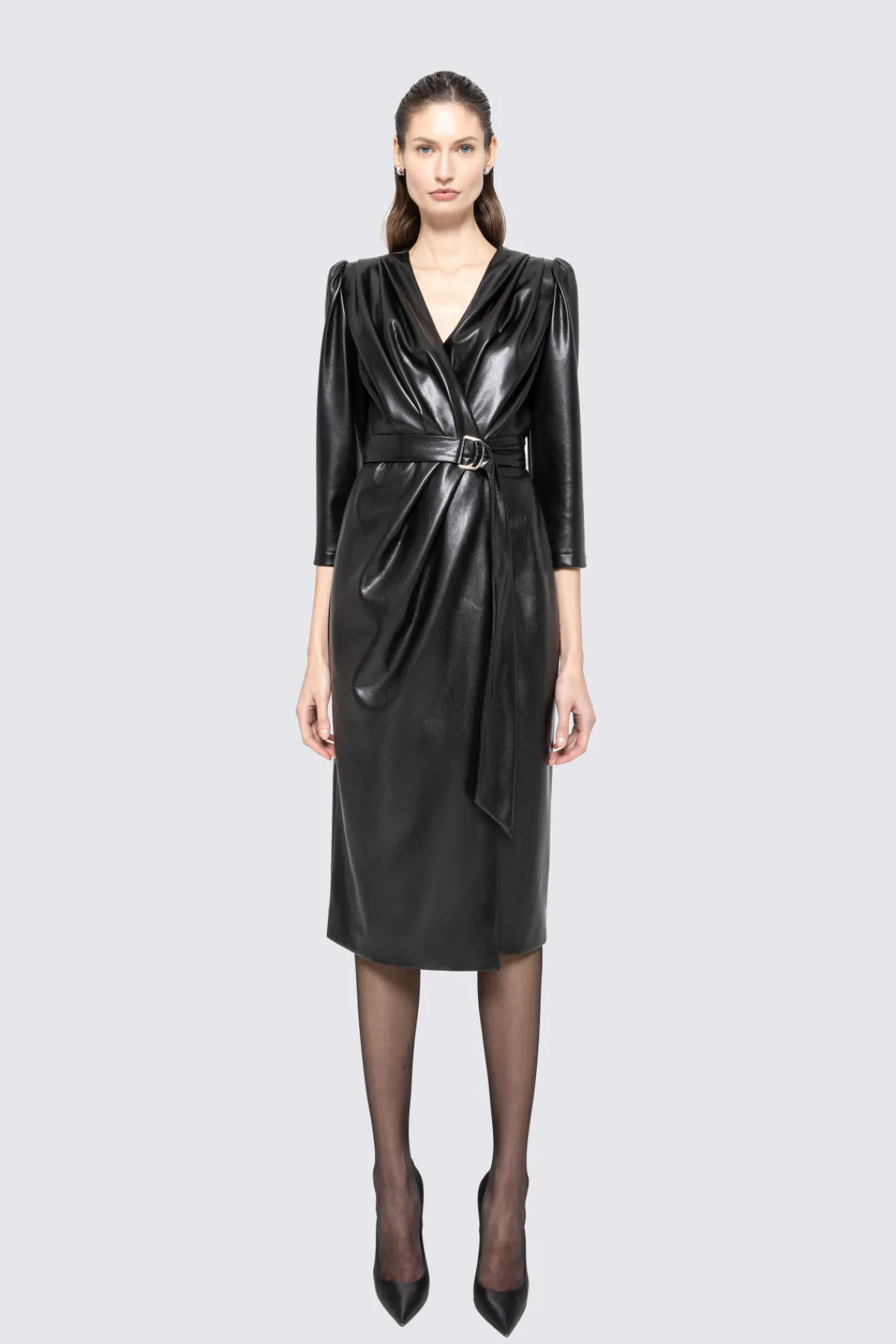 Discount Faux-leather midi dress Leather | Dresses