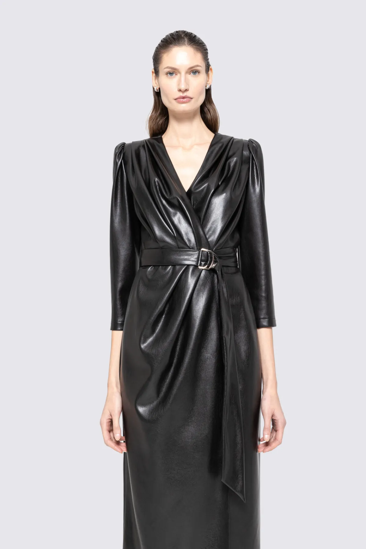 Discount Faux-leather midi dress Leather | Dresses