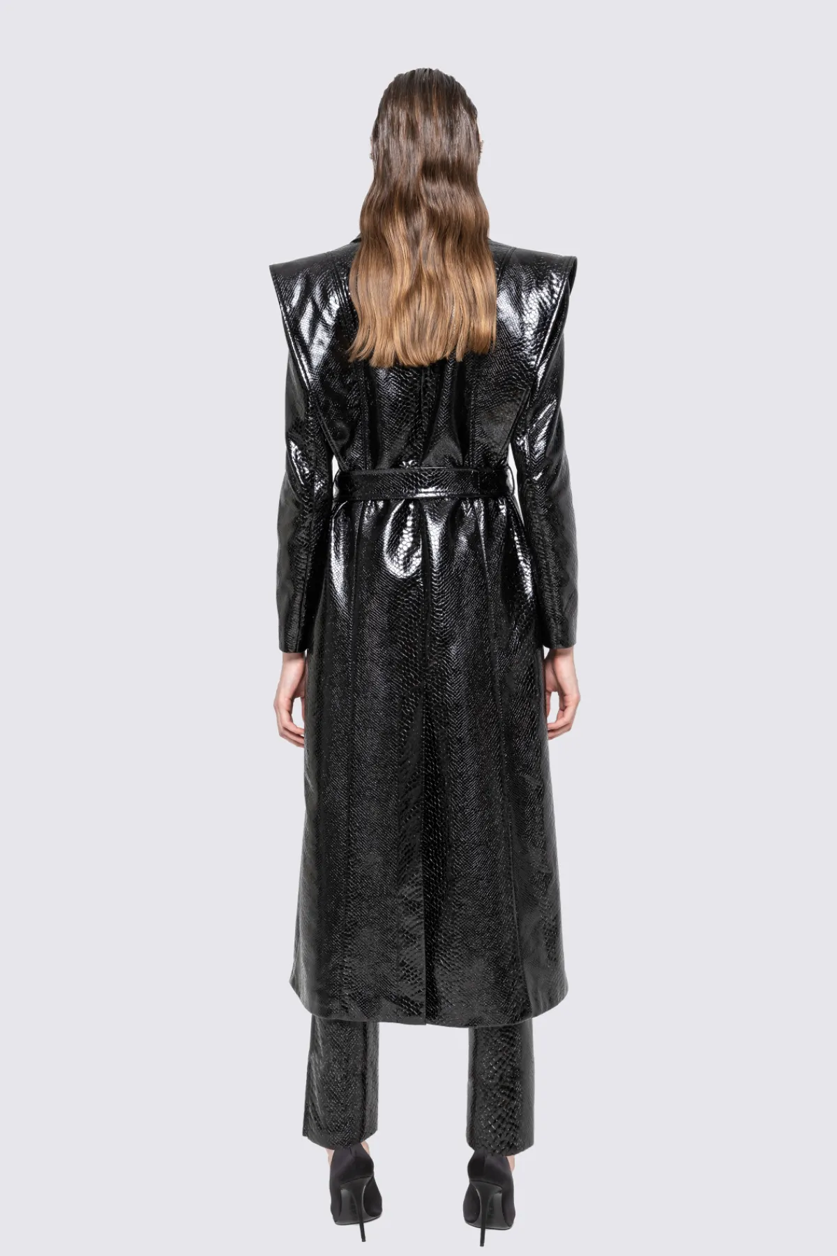 Online Faux-leather oversized coat Coats