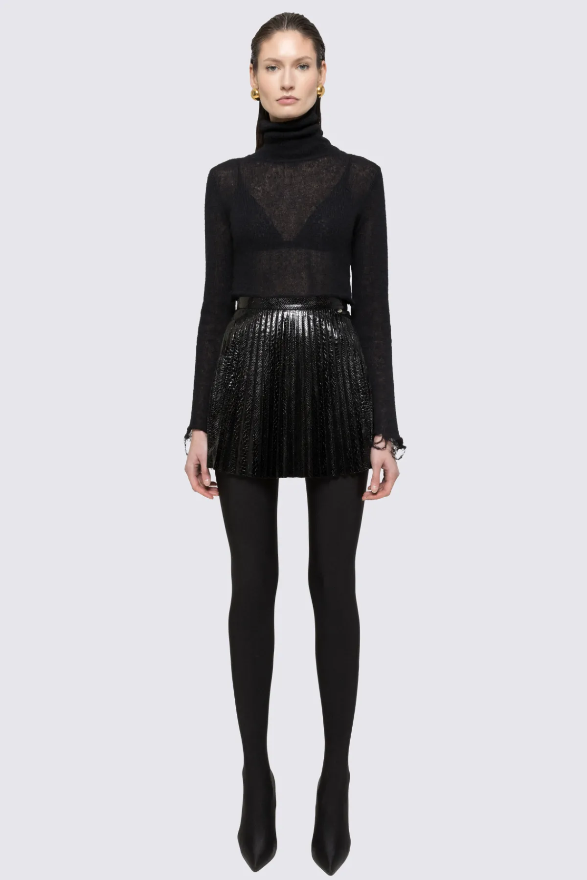 Flash Sale Faux-leather pleated mini skirt Skirts