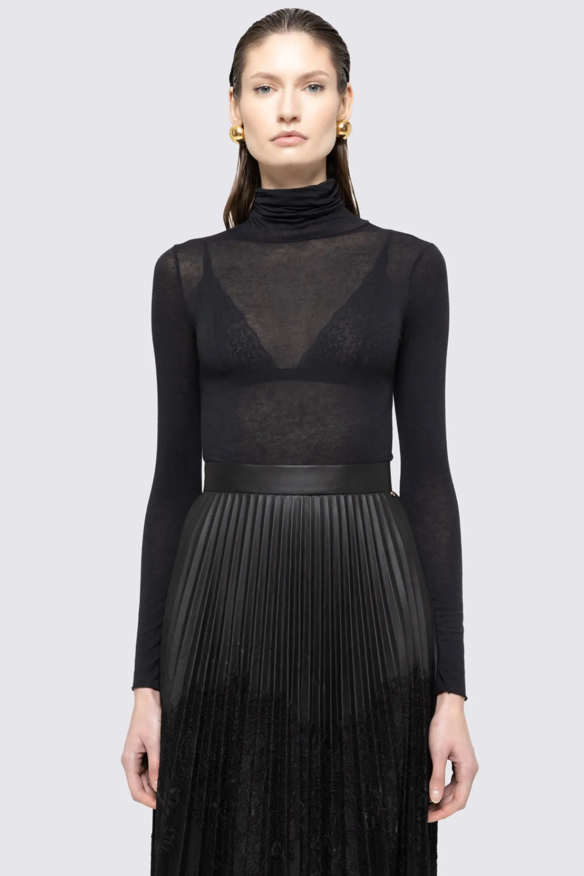 Hot Faux-leather pleated skirt Leather | Skirts