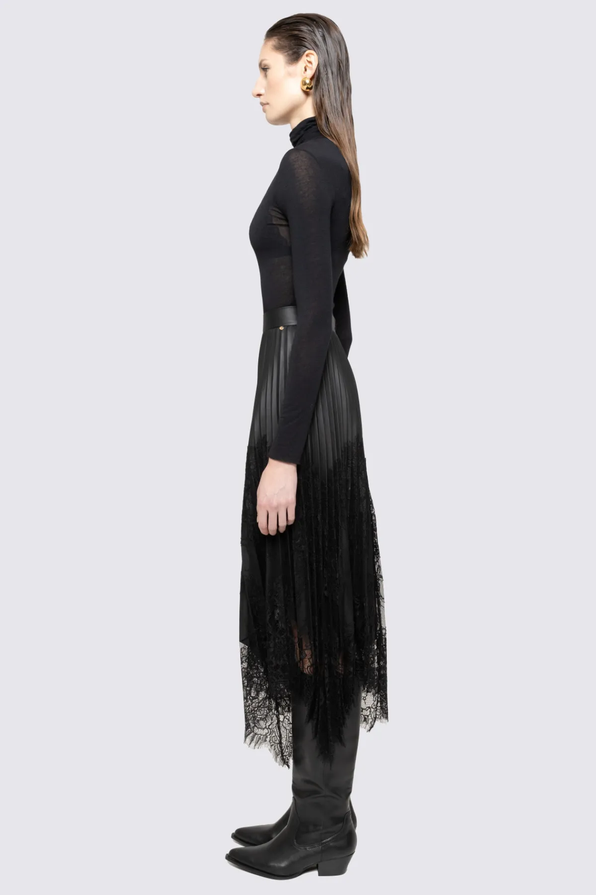 Hot Faux-leather pleated skirt Leather | Skirts