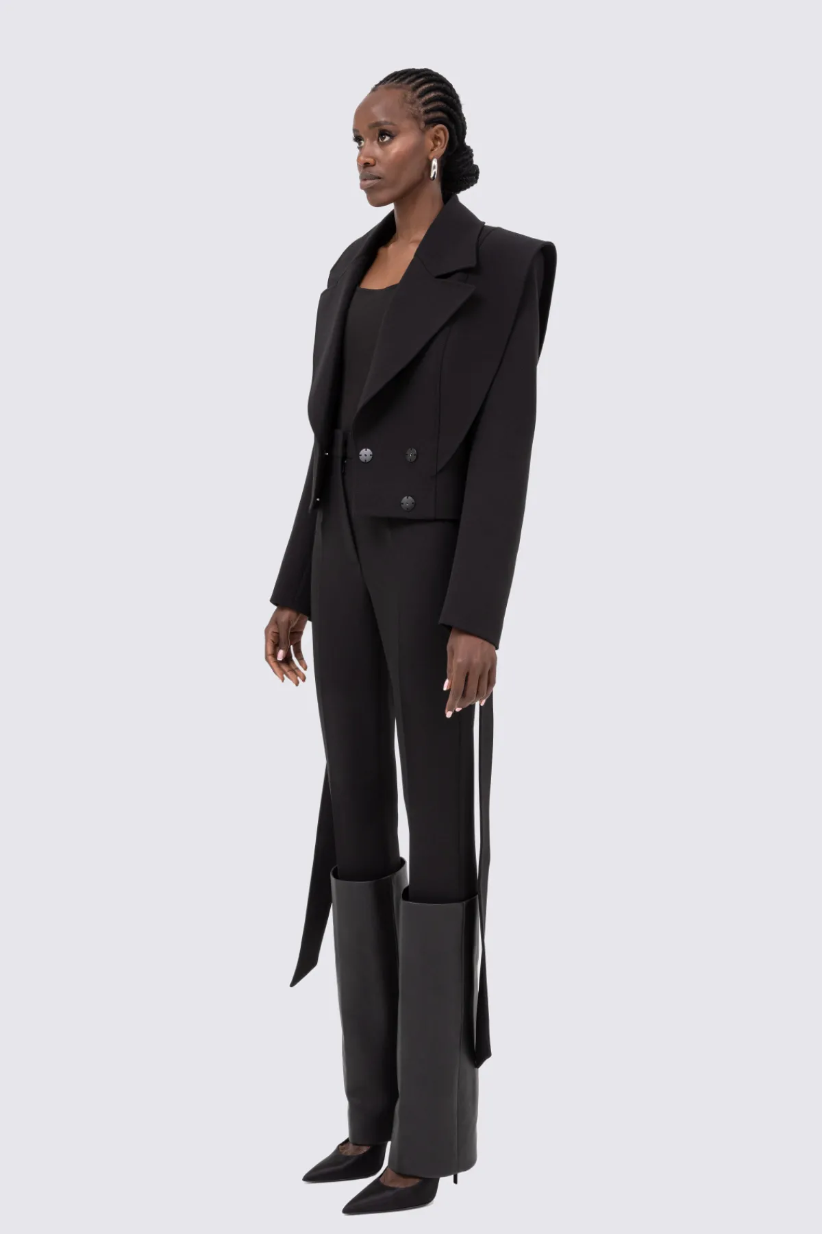 Outlet Faux-leather trim slim pants Pants