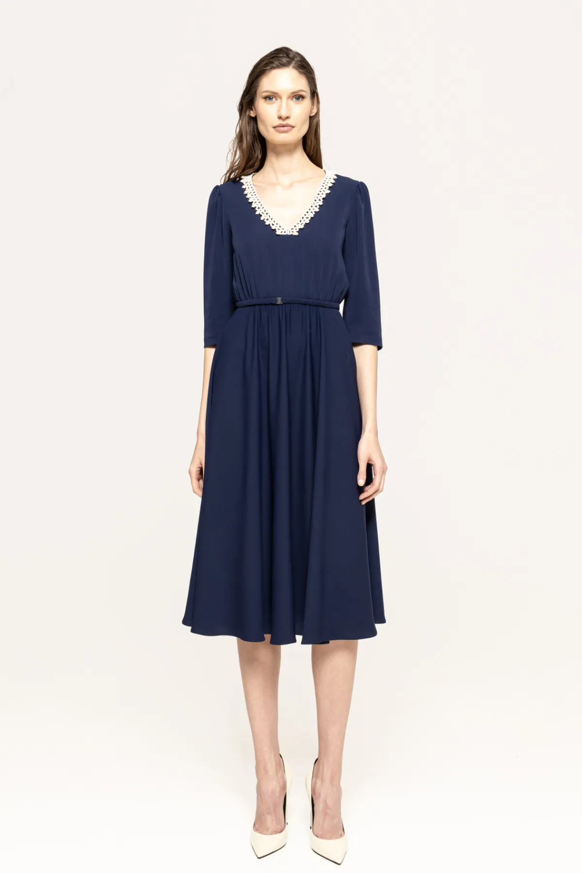 Fashion Faux-pearl embellished midi dress Dresses