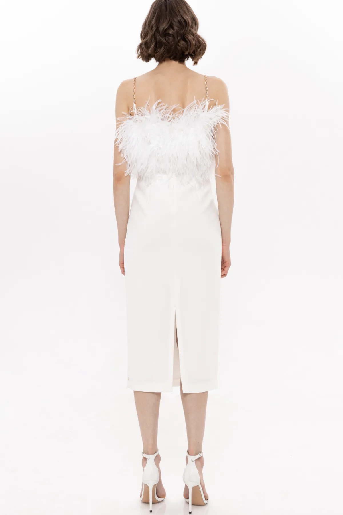Fashion Feather trimmed midi dress Dresses
