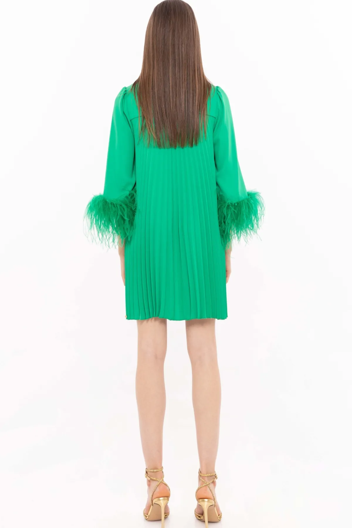 Sale Feather trimmed pleated dress Dresses